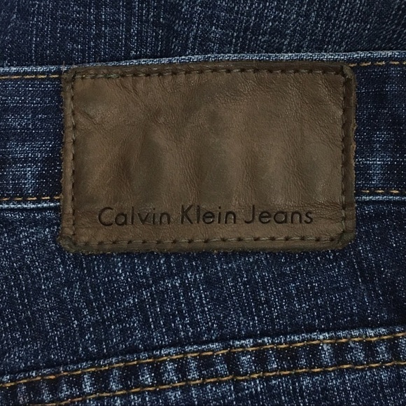 CALVIN KLEIN Jeans Bootcut Men Flat Slub Dark Wash Denim 34 x 30 Short Inseam - Picture 7 of 13